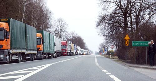 Грузовой отстой на польско-белорусской границе Грузовой отстой на польско-белорусской границе